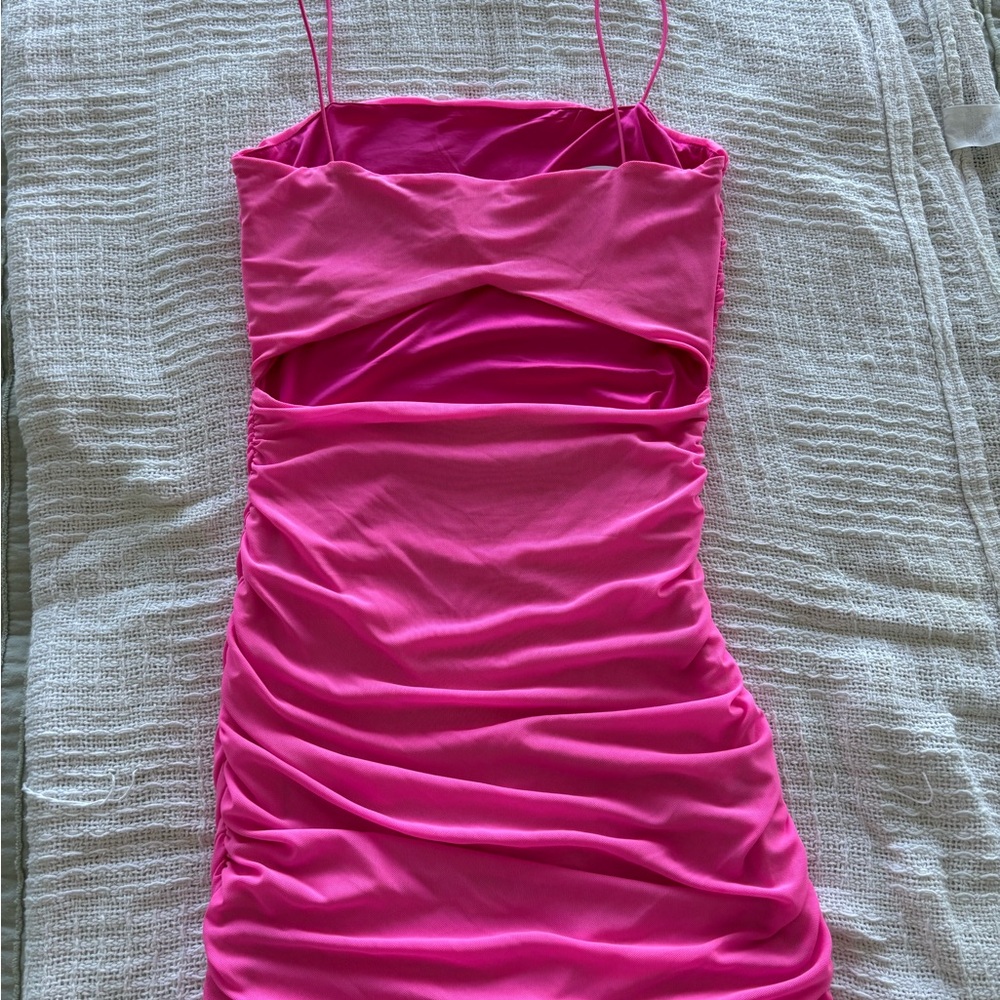 Pink Ruched Mini Dress - Picture 2 of 3